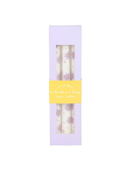 Set of 3 Purple Daisy Taper Candles SG_40325 - pic 135732 | FastDaddyshop