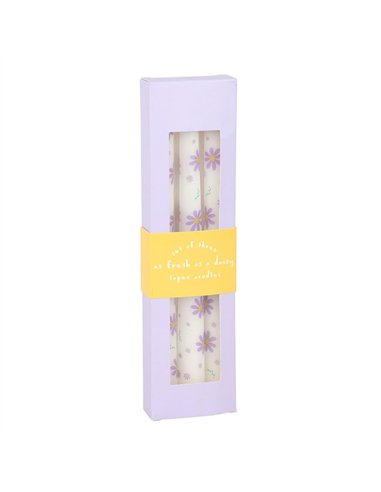 Set of 3 Purple Daisy Taper Candles SG_40325