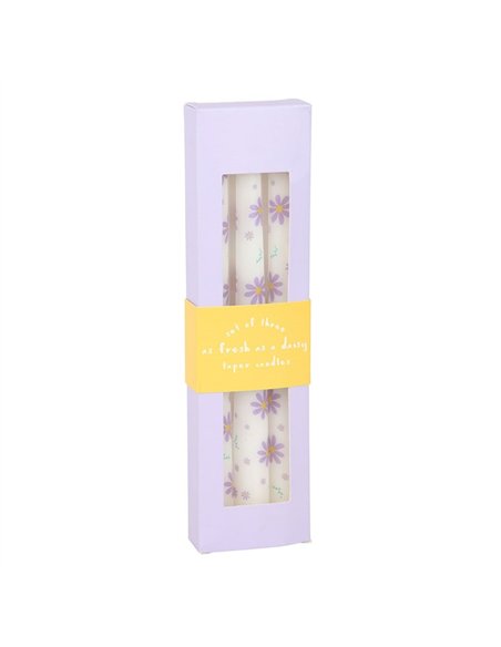 Set of 3 Purple Daisy Taper Candles SG_40325 - pic 135733 | FastDaddyshop