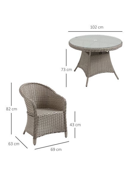 Outsunny 5 Pieces Luxury PE Rattan Dining Sets with Cushion, Umbrella Hole, Mixed Grey - pic 13577 | FastDaddyshop