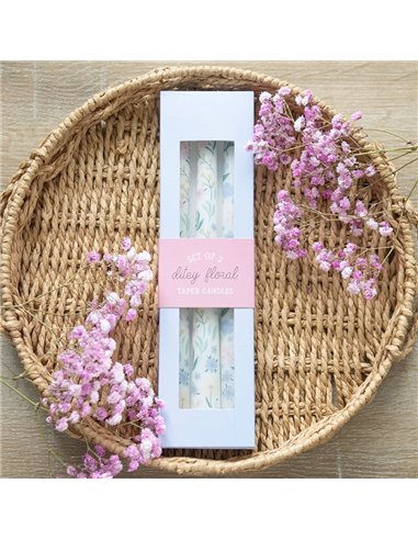 Set of 3 Ditsy Floral Taper Candles SW_29125
