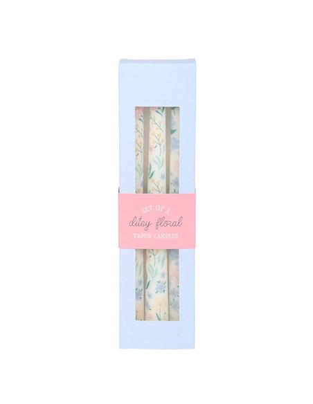 Set of 3 Ditsy Floral Taper Candles SW_29125 - pic 135776 | FastDaddyshop