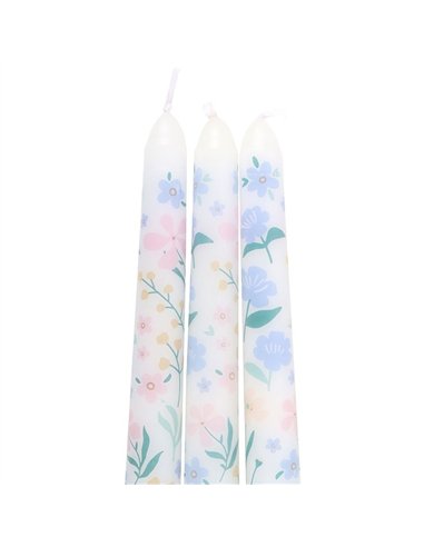 Set of 3 Ditsy Floral Taper Candles SW_29125