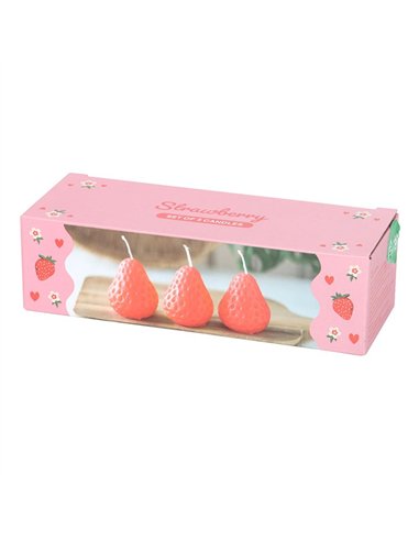 Set of 3 Strawberry Shaped Candles TF_70625