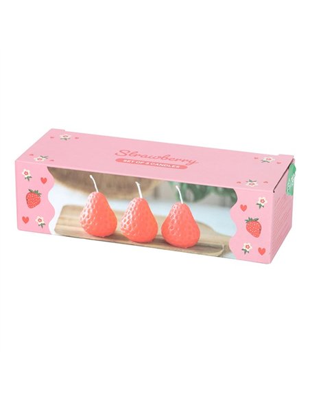 Set of 3 Strawberry Shaped Candles TF_70625 - pic 135859 | FastDaddyshop