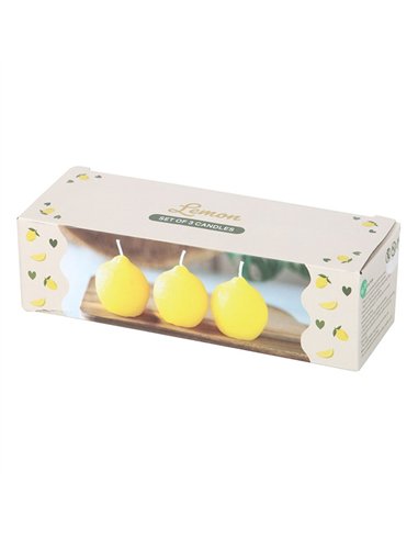 Set of 3 Lemon Shaped Candles TF_70825