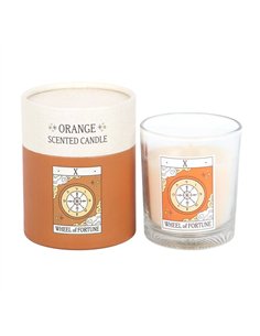 The Wheel of Fortune Vintage Tarot Orange Candle VT_06726
