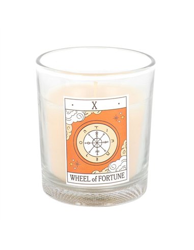 The Wheel of Fortune Vintage Tarot Orange Candle VT_06726