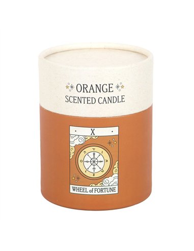 The Wheel of Fortune Vintage Tarot Orange Candle VT_06726