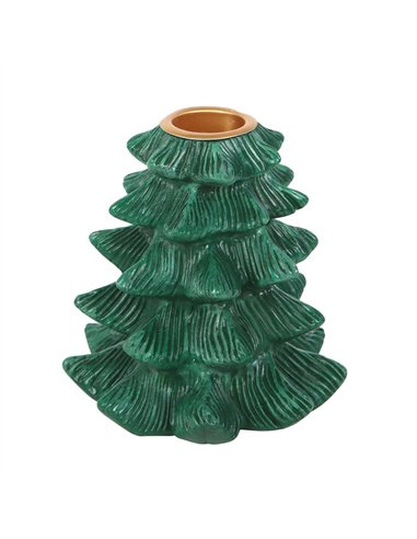 Green Fir Tree Candle Holder with Taper Candle WO_16226