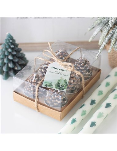 Set of 6 Pinecone Tealight Candles WO_16826