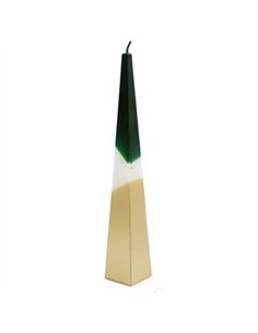 32cm Green and Gold Pyramid Candle XM4277