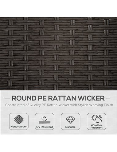 Outsunny 2-Seater Rattan Bistro Set with Round Table, Cushions, Grey