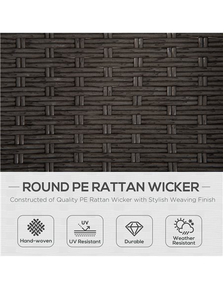 Outsunny 2-Seater Rattan Bistro Set with Round Table, Cushions, Grey - pic 13602 | FastDaddyshop