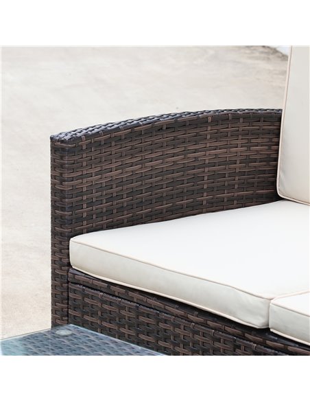 Outsunny Rattan Garden Furniture Outdoor Patio 4 Seater Corner Sofa and Coffee Table Set Footstool with Thick Cushions Brown - pic 13614 | FastDaddyshop
