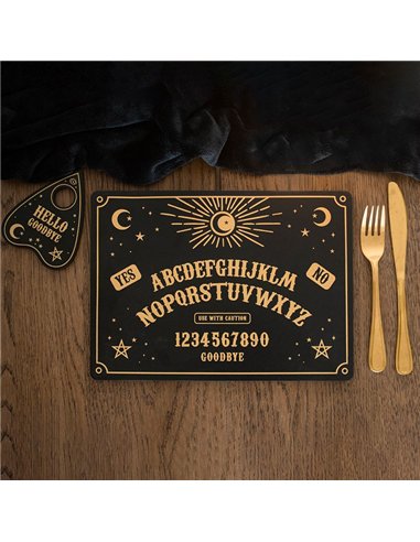 Black Talking Board Placemat and Coaster Set SM_23525