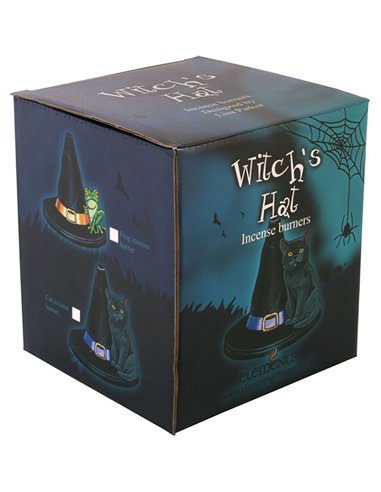 Witch Hat With Cat Incense Cone Holder CH_41123