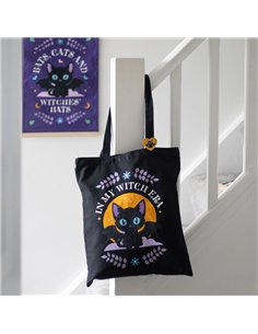 In My Witch Era Bat Cat Polycotton Tote Bag with Enamel Pin CU_20626 2
