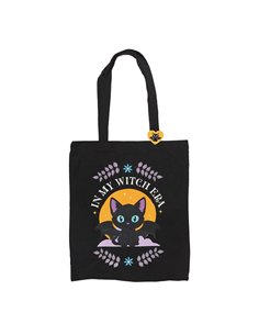 In My Witch Era Bat Cat Polycotton Tote Bag with Enamel Pin CU_20626
