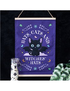 Bats, Cats and Witches Hats Fabric Wall Hanging CU_20926 2