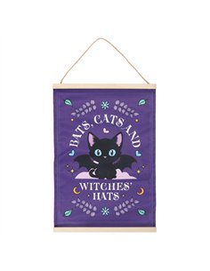 Bats, Cats and Witches Hats Fabric Wall Hanging CU_20926