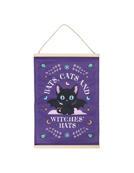 Bats, Cats and Witches Hats Fabric Wall Hanging CU_20926 - pic 136475 | FastDaddyshop