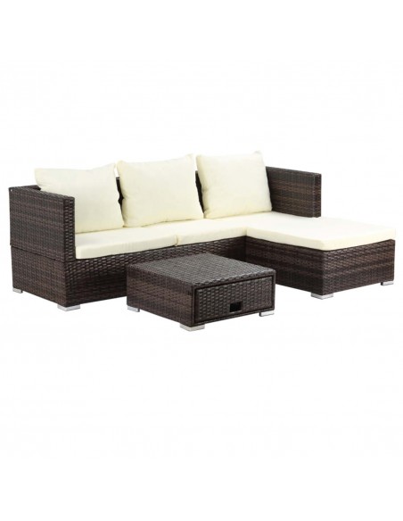 Outsunny 4-Seater Rattan Garden Furniture Storage Sofa Set with Cushion, Brown - pic 13651 | FastDaddyshop