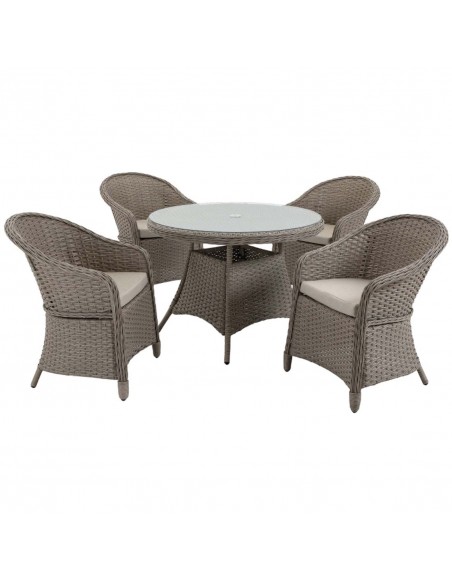 Outsunny 5 Pieces Luxury PE Rattan Dining Sets with Cushion, Umbrella Hole, Mixed Grey - pic 13653 | FastDaddyshop