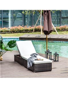 Outsunny Garden Furniture Rattan Recliner Sun Lounger, Recliner Bed Chair, Brown 2