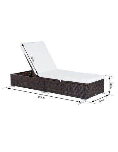 Outsunny Rattan Recliner Lounger Garden Furniture Sun Lounger Recliner Bed Chair Reclining Patio Wicker Brown