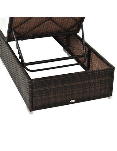 Outsunny Rattan Recliner Lounger Garden Furniture Sun Lounger Recliner Bed Chair Reclining Patio Wicker Brown