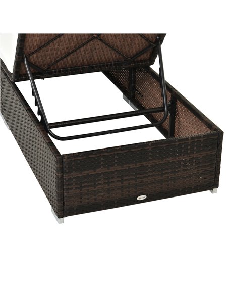 Outsunny Rattan Recliner Lounger Garden Furniture Sun Lounger Recliner Bed Chair Reclining Patio Wicker Brown - pic 13659 | FastDaddyshop
