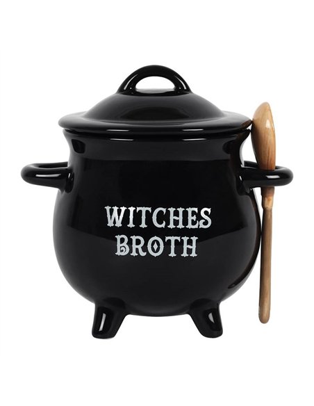 Witches Broth Cauldron Soup Bowl with Broom Spoon FI_58538 - pic 136595 | FastDaddyshop