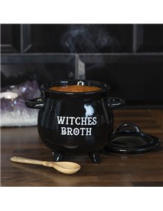 Witches Broth Cauldron Soup Bowl with Broom Spoon FI_58538 2