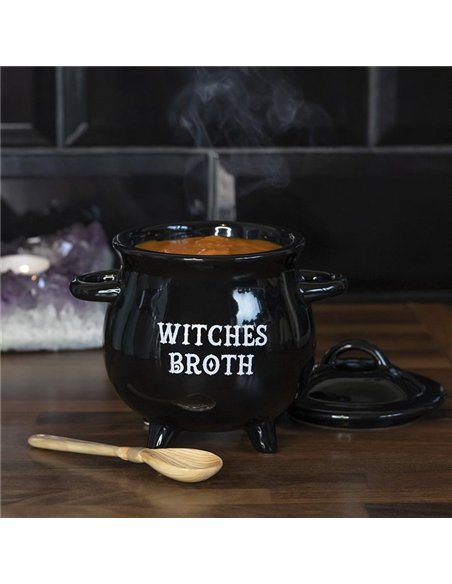 Witches Broth Cauldron Soup Bowl with Broom Spoon FI_58538 - pic 136598 | FastDaddyshop