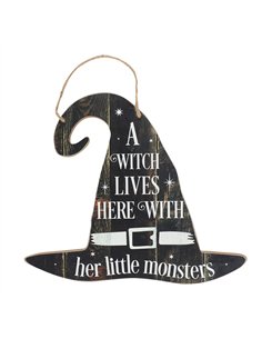 A Witch Lives Here Hanging MDF Sign HA_28930