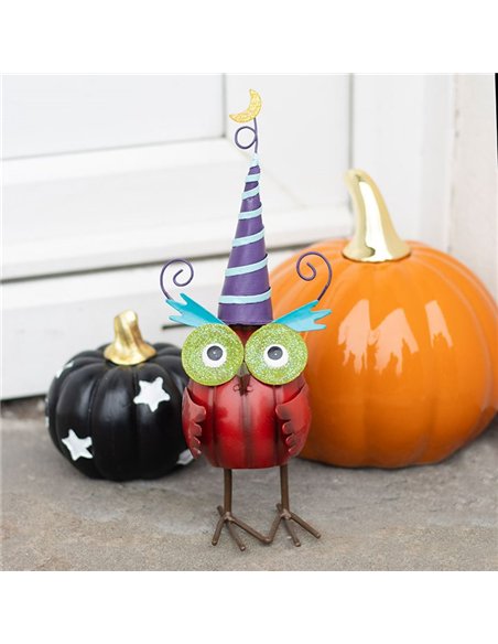 Red Metal Owl Ornament with Witch Hat HA_45426 - pic 136623 | FastDaddyshop