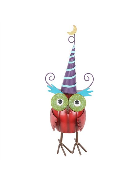 Red Metal Owl Ornament with Witch Hat HA_45426 - pic 136624 | FastDaddyshop