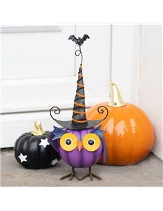 Purple Metal Owl Ornament with Witch Hat HA_45526 2