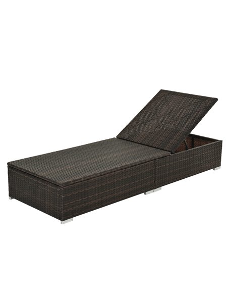 Outsunny Rattan Recliner Lounger Garden Furniture Sun Lounger Recliner Bed Chair Reclining Patio Wicker Brown - pic 13663 | FastDaddyshop
