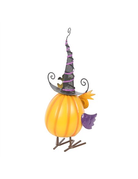 Orange Metal Owl Ornament with Witch Hat and Ghost HA_45626 - pic 136634 | FastDaddyshop