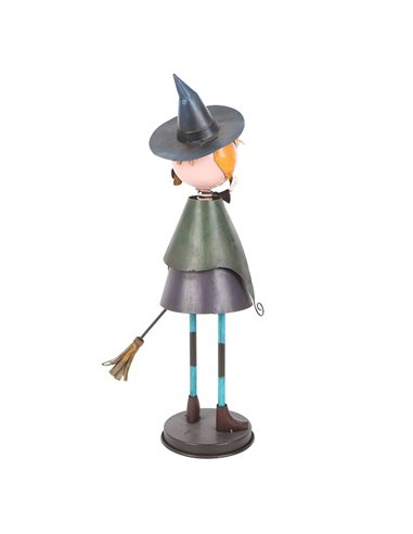 Metal Witch Ornament with Broom HA_45726