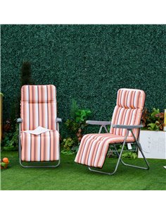 Outsunny Set of 2 Foldable Garden Sun Lounger, Outdoor Reclining Seat, Orange and White 2