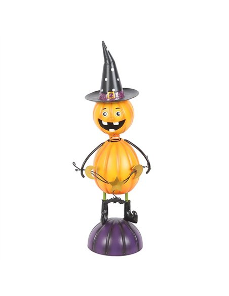 Orange Metal Pumpkin Man Ornament with Witch Hat HA_45926 - pic 136640 | FastDaddyshop
