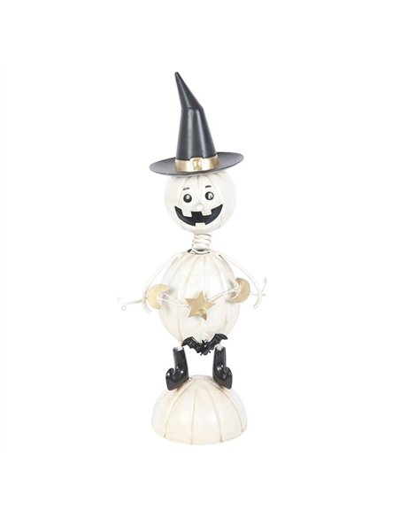 White Metal Pumpkin Man Ornament with Witch Hat HA_46026 - pic 136644 | FastDaddyshop