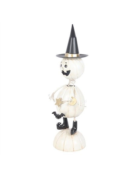 White Metal Pumpkin Man Ornament with Witch Hat HA_46026 - pic 136645 | FastDaddyshop