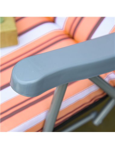 Outsunny Set of 2 Garden Sun Lounger Outdoor Reclining Seat Cushioned Seat Foldable Adjustable Recliner Orange and White