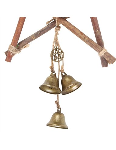 30cm Witches Welcome Willow Pentagram Sign with Bells WN_71023