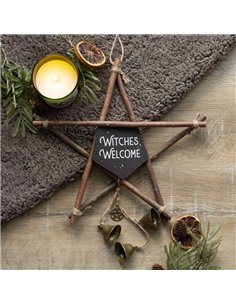 30cm Witches Welcome Willow Pentagram Sign with Bells WN_71023 2