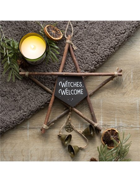 30cm Witches Welcome Willow Pentagram Sign with Bells WN_71023 - pic 136725 | FastDaddyshop